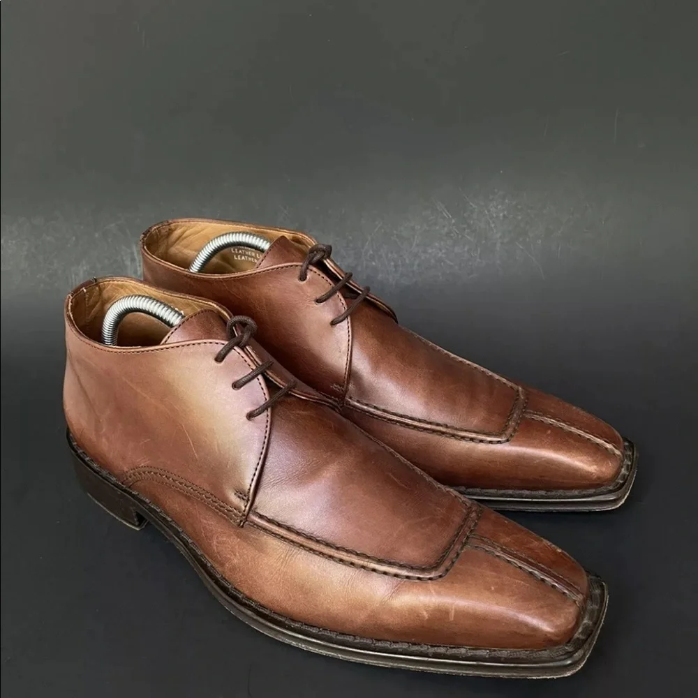 Soulier Dress Shoes Brown Leather Oxfords Mens 9.5 42.5 Italy